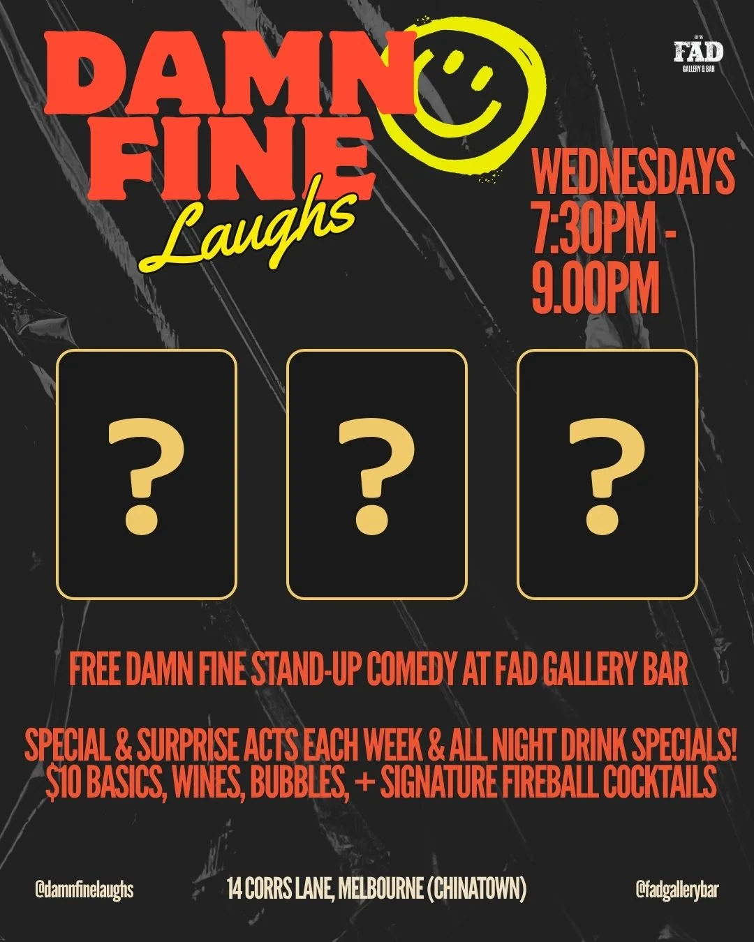 Damn Fine Laughs at FAD Gallery Bar