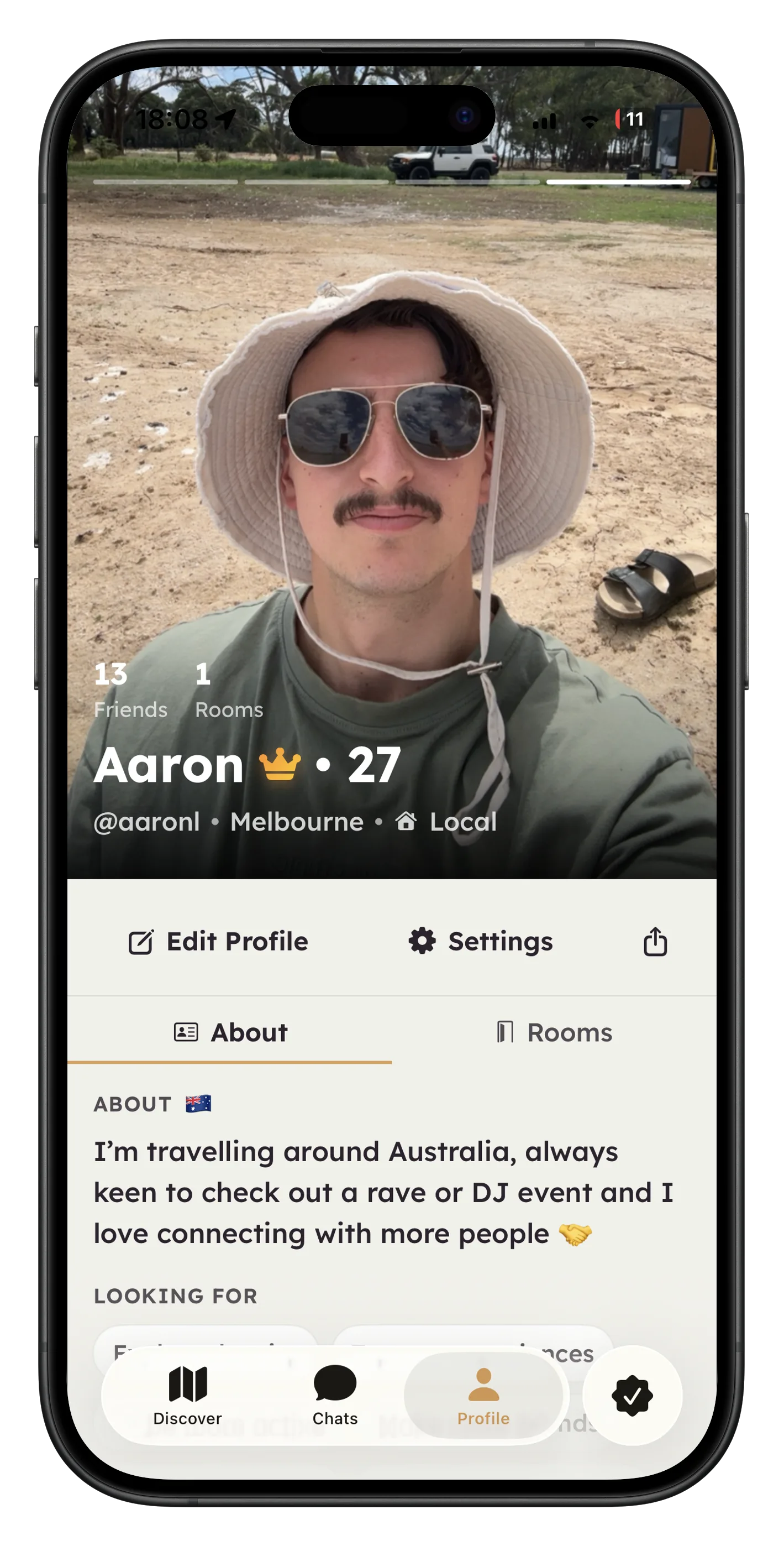 Hilltops profile of someone showing up to events